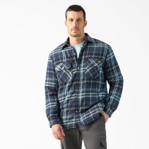 Water Repellent Fleece-Lined Flannel Shirt Jacket