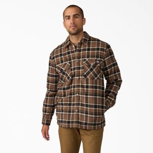 Water Repellent Fleece-Lined Flannel Shirt Jacket