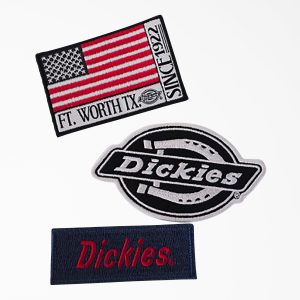 Dickies Logo & Flag Iron-on Patches. 3-Pack