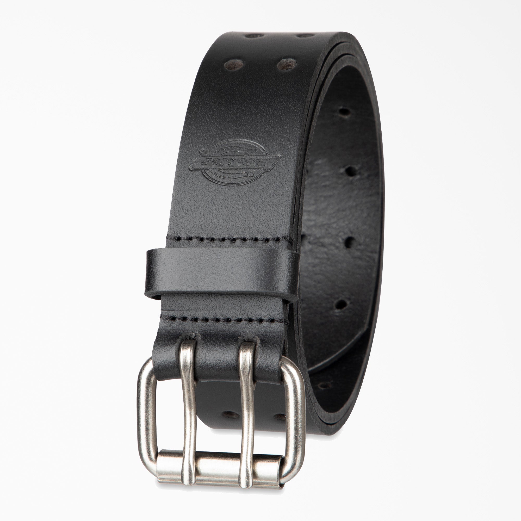 Perforated Leather Double Prong Buckle Belt - Image 4